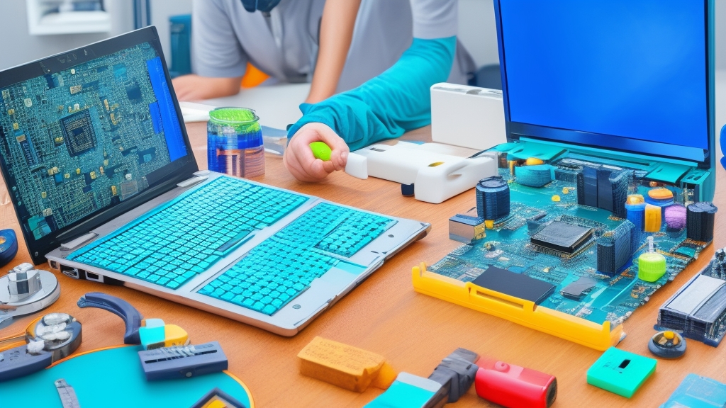 Professzionális laptop szerviz technikus szétszerelt gaming laptoppal, szakmai eszközökkel és hűtőpaszta alkalmazással